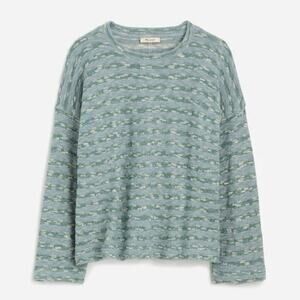 Madewell Crewneck Long Sleeve Knit Tee Stripe Blue Horizon Size Small NWT